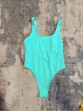 Source Unknown Light Green Textured One-Piece Swimsuit